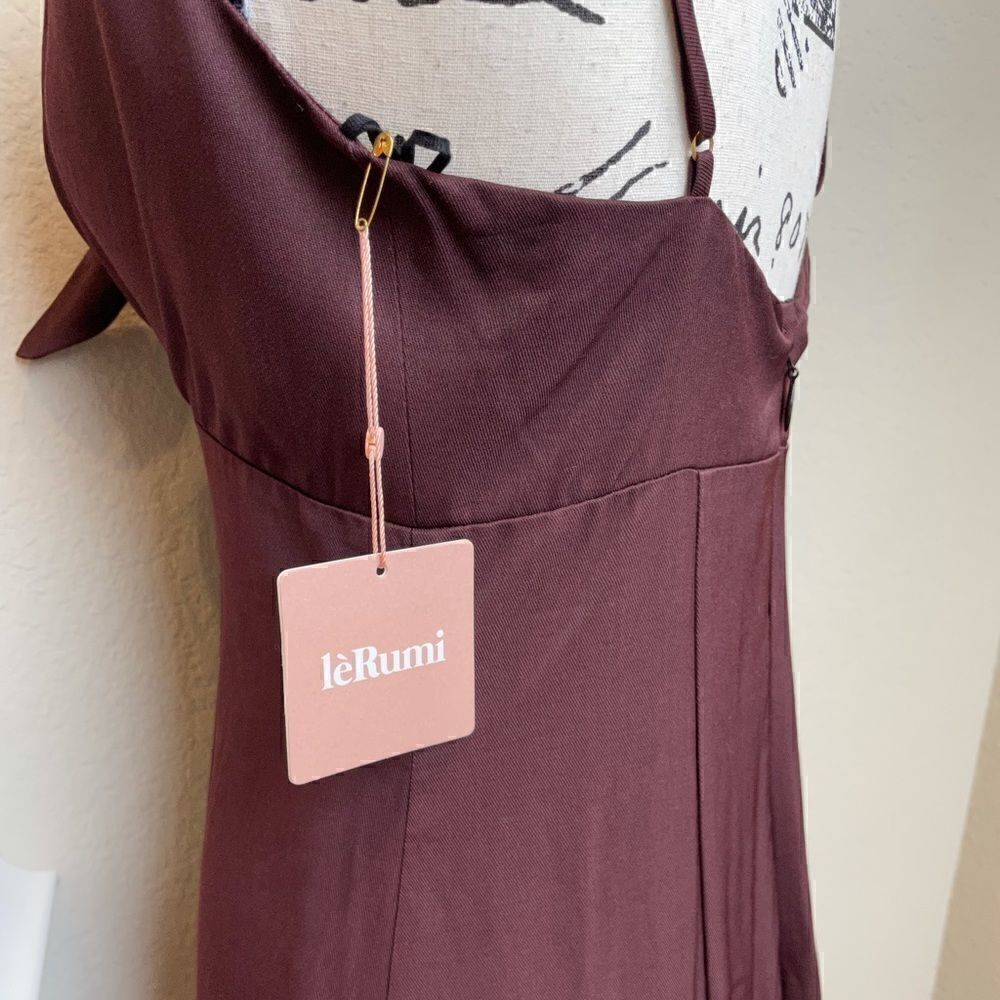 LèRumi Eggplant Midi/ Maxi Lola Dress with Front Bow Size S/ M adjustable strap - Picture 9 of 15
